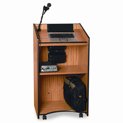 AmpliVox Sound Systems Presidential Plus Wireless Sound Lectern, 25-1/2w x 20-1/2d x 46-1/2h, Med Oak                                               