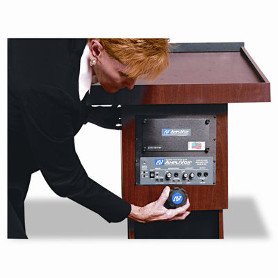 AmpliVox Sound Systems Presidential Plus Adjustable Wireless Column Lectern, 20 x 13 x 46-1/2, Mahogany
