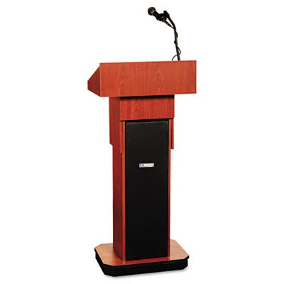 AmpliVox Sound Systems Executive Adjustable Sound Lectern, Column, 24w x 17-1/2d x 36 to 44h, Mahogany                                              