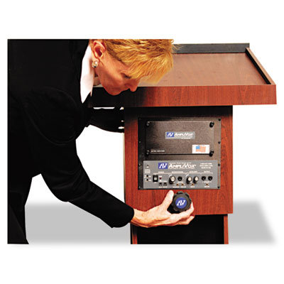 AmpliVox Sound Systems Executive Adjustable Sound Lectern, Column, 24w x 17-1/2d x 36 to 44h, Mahogany                                              