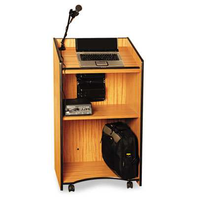 AmpliVox Sound Systems Presidential Plus Wireless Sound Lectern, 25-1/2w x 20-1/2d x 46-1/2h, Med Oak                                               