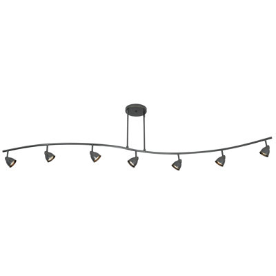 Serpentine Seven Light Track Light with Dark Bronze Cones in Dark Bronze