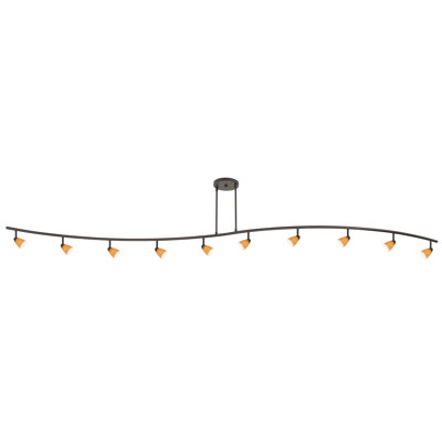 Serpentine Ten Light Track Light with Rust Cones