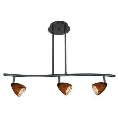 Serpentine Three Light Track Light with Amber Swirl Glass in Dark Bronze