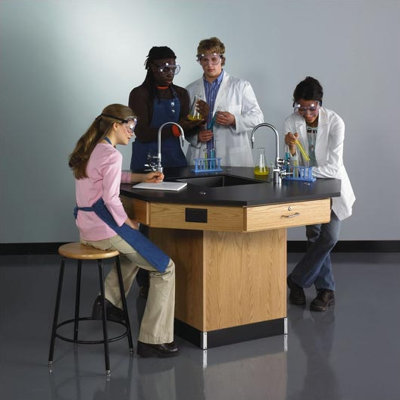 Diversified Woodcrafts 60" Wide Pedestal Base Octagon Workstation
