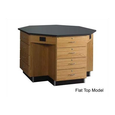 Diversified Woodcrafts 54" Wide Octagon Workstation With Drawer Base
