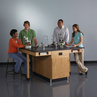 Diversified Woodcrafts 4 Student Double Faced Workstation With Cupboard