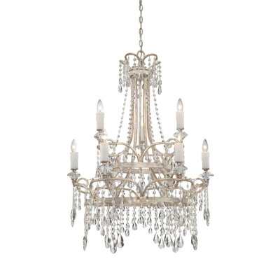 Quoizel Tricia 9 Light Chandelier in Vintage Silver