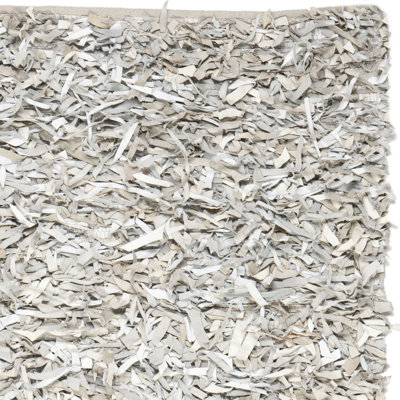 Safavieh Leather Shag White Rug
