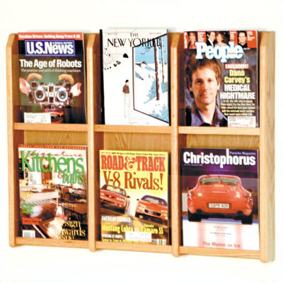 Wooden Mallet Six Magazine Oak and Acrylic Wall Display