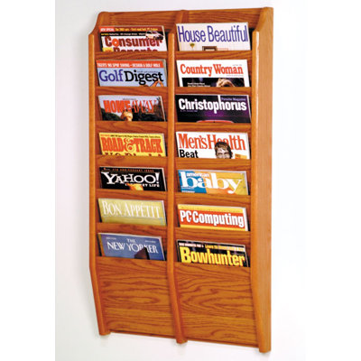 Wooden Mallet Fourteen Pocket Wall Mount Magazine Rack
