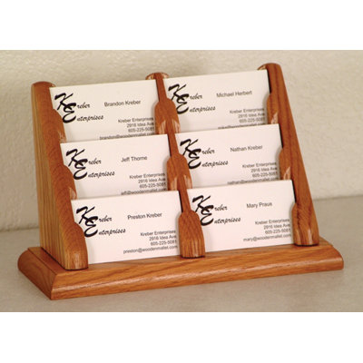 Wooden Mallet Six Pocket Counter Top Business Card Holder