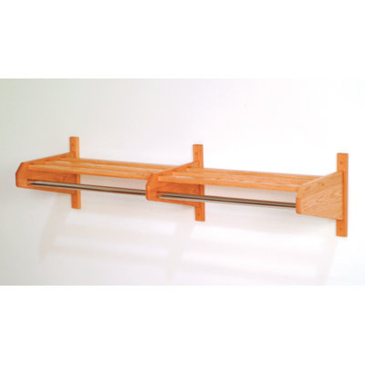 Wooden Mallet Double Hat and Coat Rack with Chrome Bar