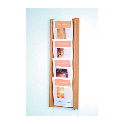Wooden Mallet Four Pocket Acrylic and Oak Wall Display
