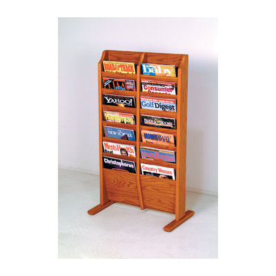 Wooden Mallet Free Standing Fourteen Pocket Magazine Rack