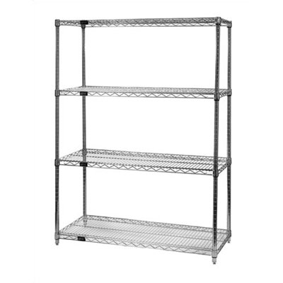 Quantum Storage Large 63" Q-Stor Chrome Wire Shelving (Starter Kit) with Optional Mobile Kit