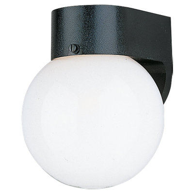 Sea Gull Lighting Outdoor Round Wall Lantern in Black