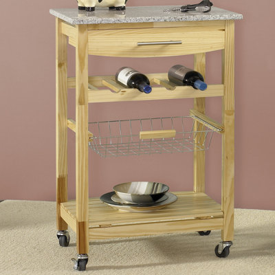 Linon Ledgeview Kitchen Cart with Granite Top