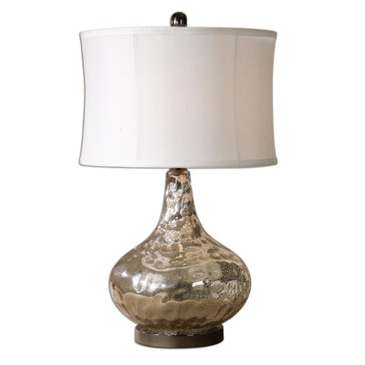 Uttermost Vizzini Table Lamp in Antique Crackled Polished Chrome and Black Nickel