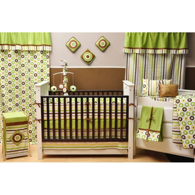 Bacati Mod Dots/Stripes Green/Choco Stripes Crib Sheet