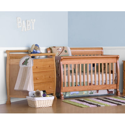 DaVinci Kalani Two Piece Convertible Crib Set with Toddler Rail in Honey Oak