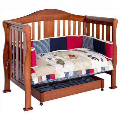 DaVinci Parker Two Piece Convertible Crib Set with Toddler Rail in Cherry Pine