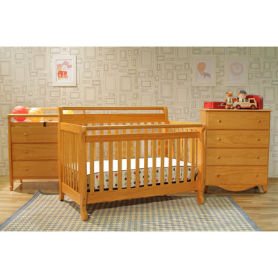 DaVinci Emily Three Piece Convertible Crib Nursery Set with Toddler Rail in Ebony Black