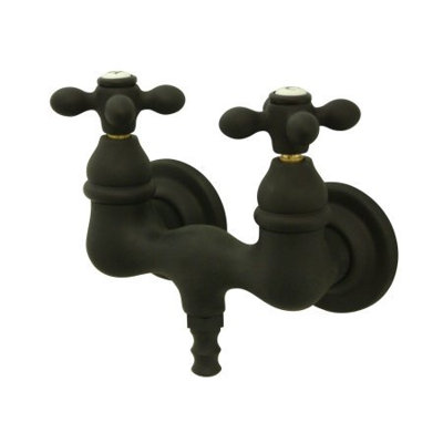 Elements of Design Vintage Double Handle Wall Mount Clawfoot Tub Faucet Trim Metal Cross Handle