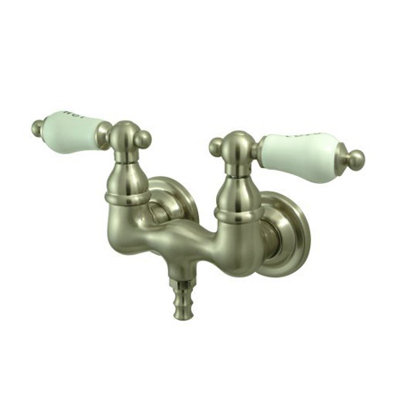 Elements of Design Vintage Double Handle Wall Mount Clawfoot Tub Faucet Trim Porcelain Cross Handle