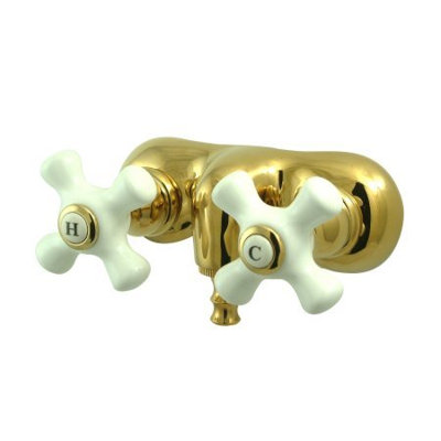 Elements of Design Hot Springs Double Handle Wall Mount Clawfoot Tub Faucet Trim Porcelain Cross Handle