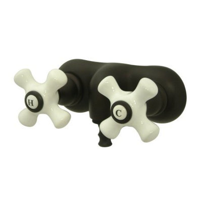 Elements of Design Hot Springs Double Handle Wall Mount Clawfoot Tub Faucet Trim Porcelain Cross Handle