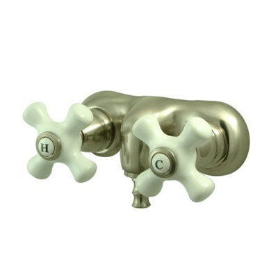 Elements of Design Hot Springs Double Handle Wall Mount Clawfoot Tub Faucet Trim Porcelain Cross Handle