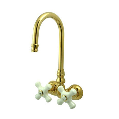 Elements of Design Hot Springs Double Handle Wall Mount Clawfoot Tub Faucet Trim Porcelain Cross Handle