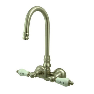 Elements of Design Hot Springs Double Handle Wall Mount Clawfoot Tub Faucet Trim Porcelain Lever Handle