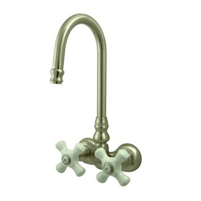 Elements of Design Hot Springs Double Handle Wall Mount Clawfoot Tub Faucet Trim Porcelain Cross Handle