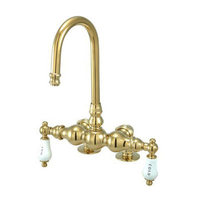 Elements of Design Hot Springs Double Handle Deck Mount Clawfoot Tub Faucet Trim Porcelain Lever Handle