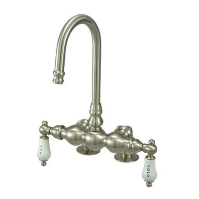 Elements of Design Hot Springs Double Handle Deck Mount Clawfoot Tub Faucet Trim Porcelain Lever Handle