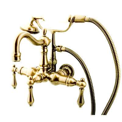 Elements of Design Hot Springs  Three Handle Wall Mount Clawfoot Tub Faucet with Hand Shower