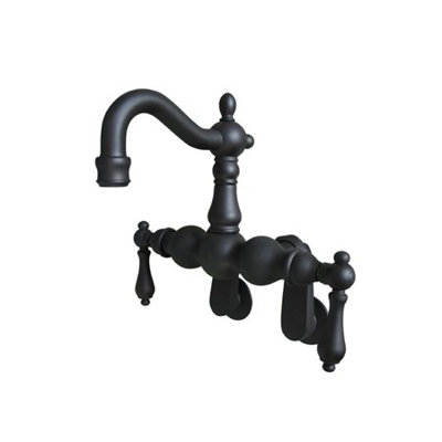 Elements of Design Hot Springs Double Handle Wall Mount Clawfoot Tub Faucet Trim Metal Lever Handle
