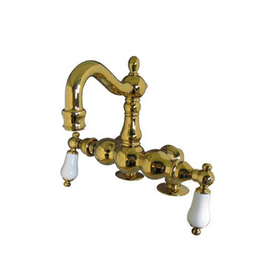 Elements of Design Hot Springs Double Handle Deck Mount Clawfoot Tub Faucet Trim Porcelain Lever Handle