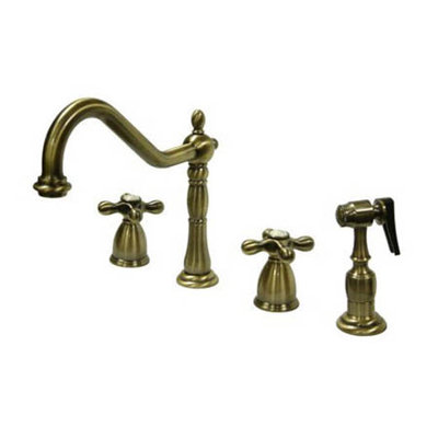 Elements of Design Heritage Two Handle Widespread Kitchen Faucet with Metal Cross Handles