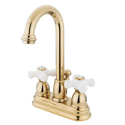 Elements of Design Centerset Bathroom Faucet with Double Porcelain Cross Handles