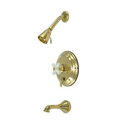 Elements of Design Heritage Thermostatic  Pressure Balanced Tub and Shower Faucet with Porcelain Cross Handles