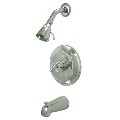 Elements of Design Volume Control Tub and Shower Faucet with Buckingham Cross Handles