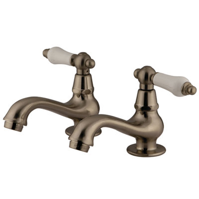 Elements of Design Vintage Widespread Bathroom Sink Faucet Set with Porcelain Lever Handles
