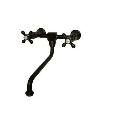Elements of Design Heritage Wall Mounted Sink Bathroom Faucet with Double Cross Handles