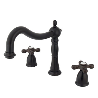 Elements of Design Heritage Double Handle Deck Mount Roman Tub Faucet Trim Metal Cross Handle