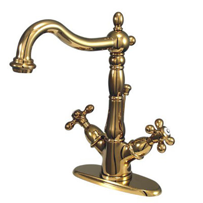 Elements of Design Heritage Single Hole Bathroom Faucet with Double Cross Handles