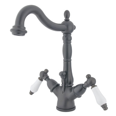 Elements of Design Heritage Single Hole Bathroom Faucet with Double Porcelain Lever Handles