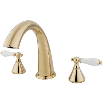 Elements of Design Double Handle Deck Mount Roman Tub Faucet Trim Porcelain Lever Handle